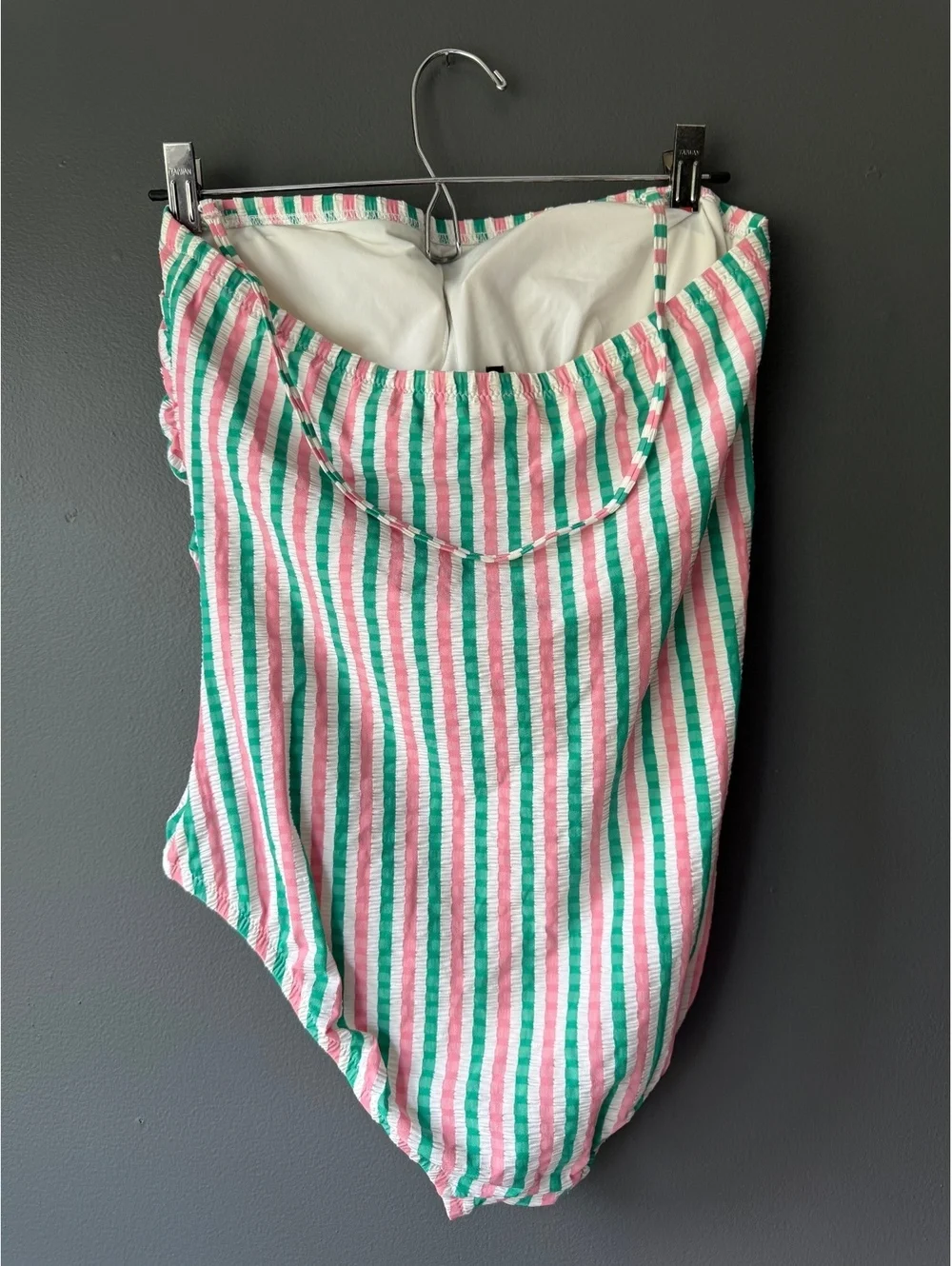 J.Crew Women's One Piece Swimsuit Size 6 Pink Green White Striped